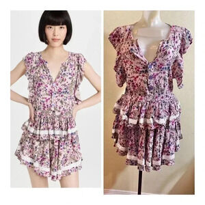 Sokie Collective Size L The Mini Flicker Dress Light Pink Floral Cottagecore NEW